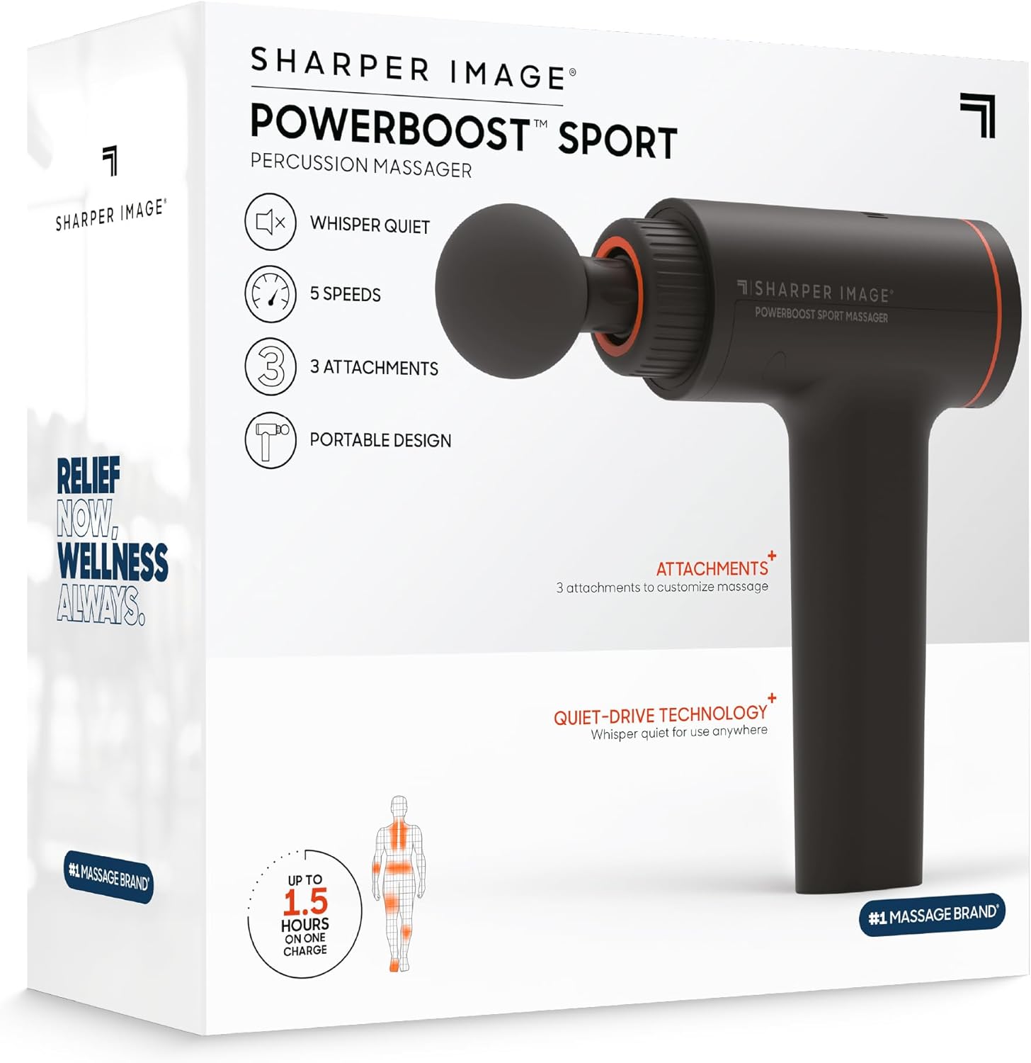 Sharper Image® Powerboost™ - Masajeador deportivo de percusión, dis...