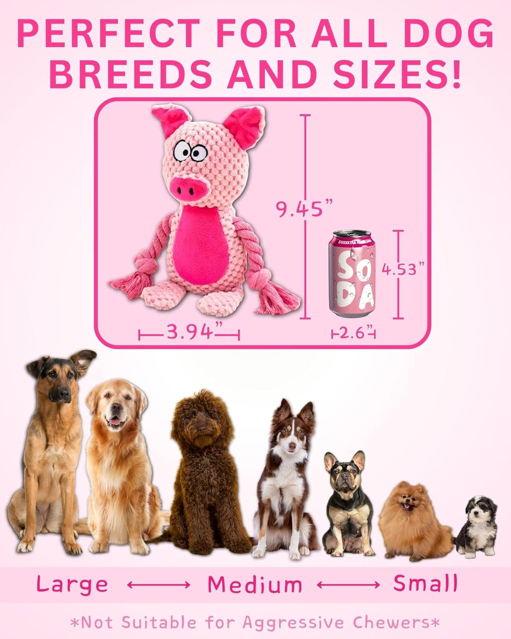 Leash and Leisure Juguetes de peluche para perros, paquete de 3 var...