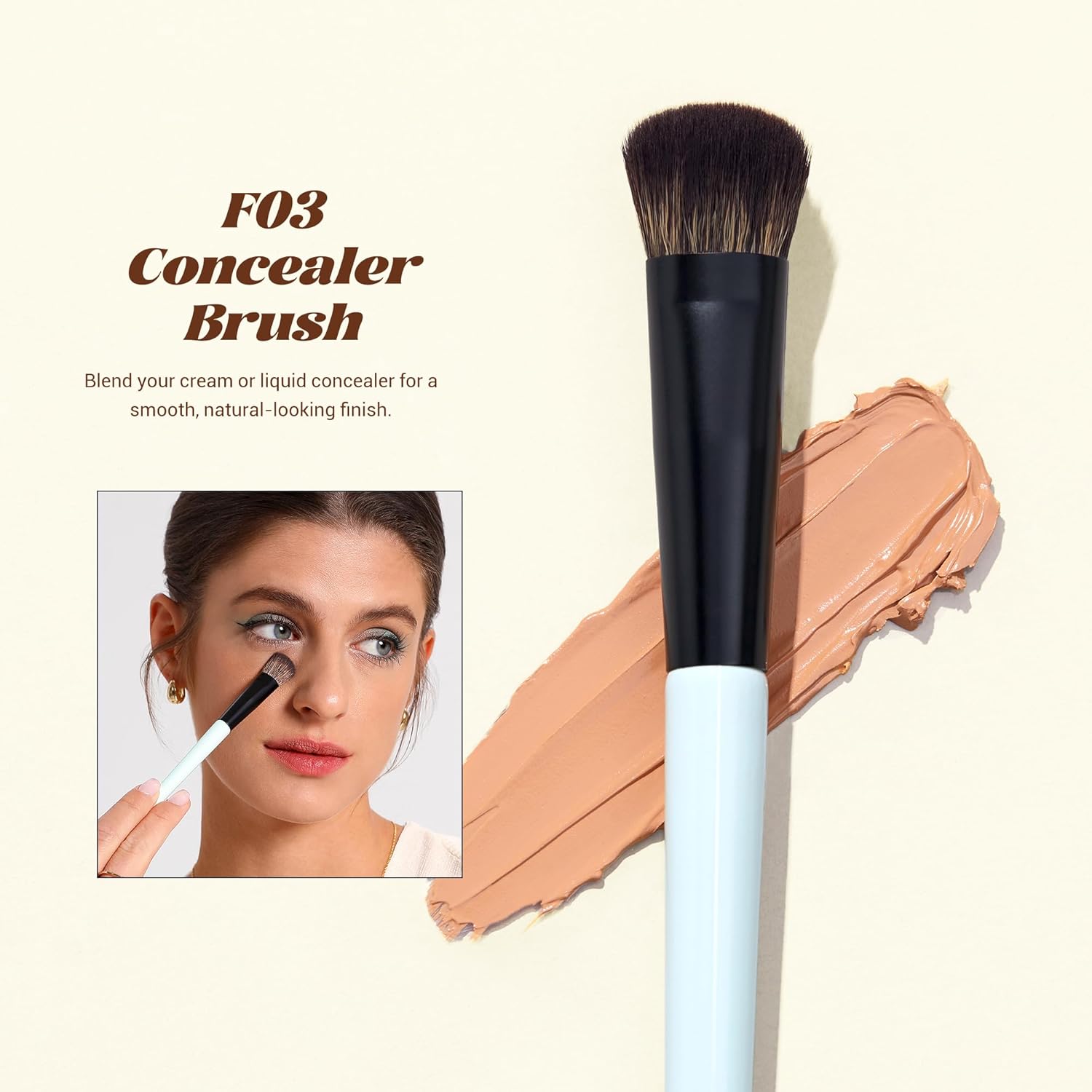 Jessup brochas para el rostro con esponja de maquillaje, juego de 3...