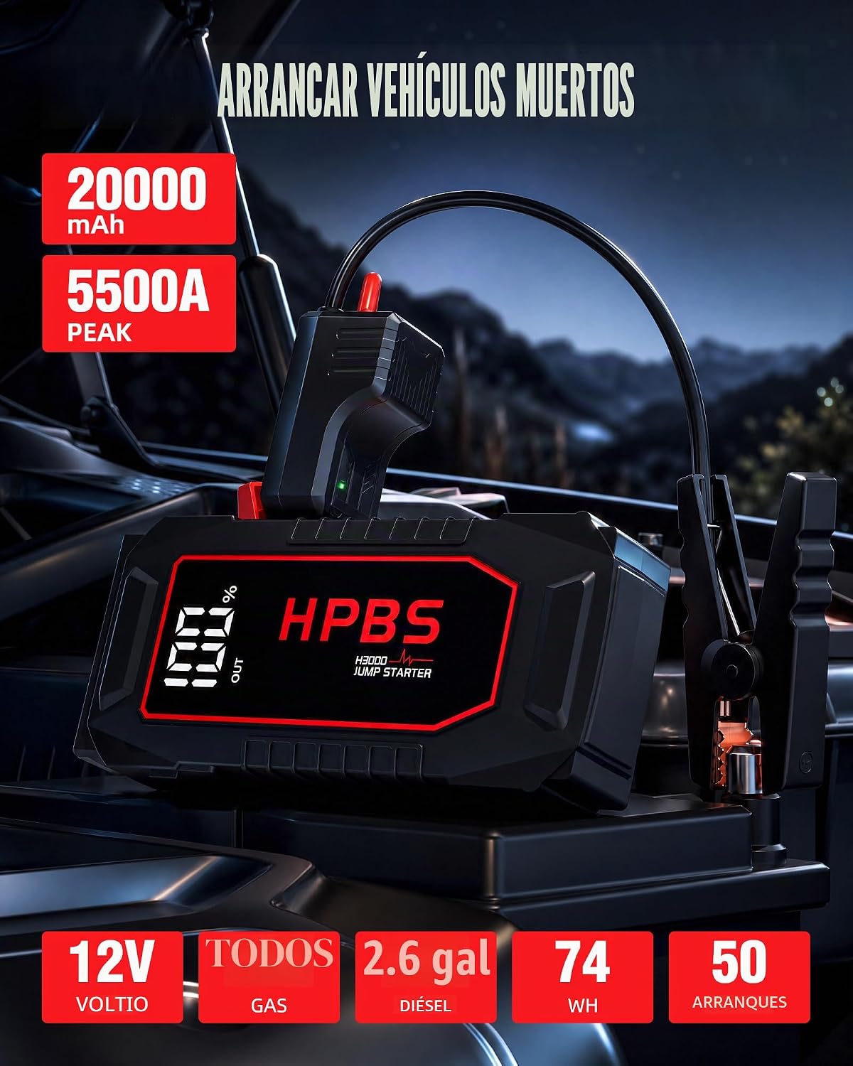 HPBS Arrancador de Batería de Coche, Paquete de Batería de Arrancad...