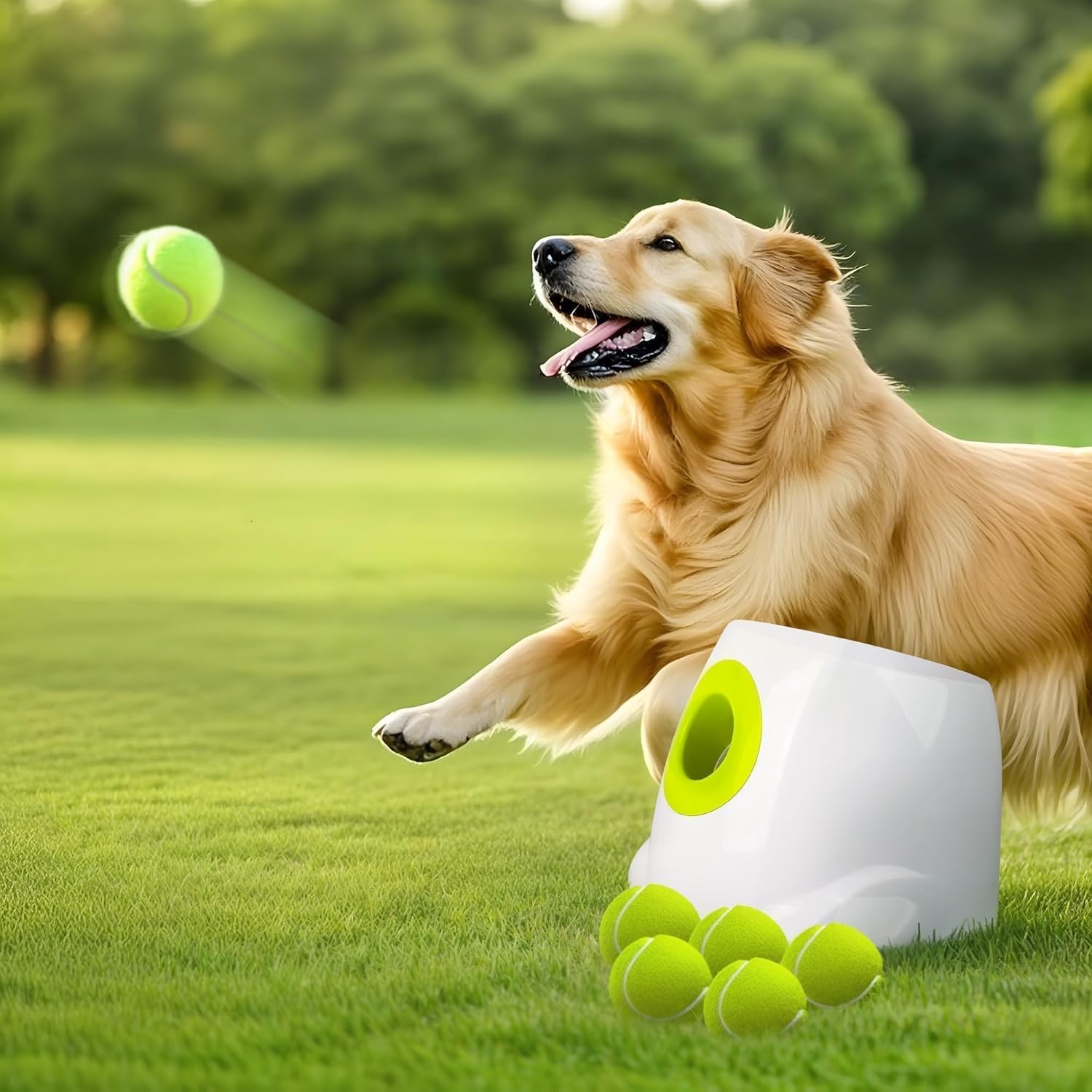 ALL FOR PAWS Lanzador automático de bolas para perros, máquina inte...