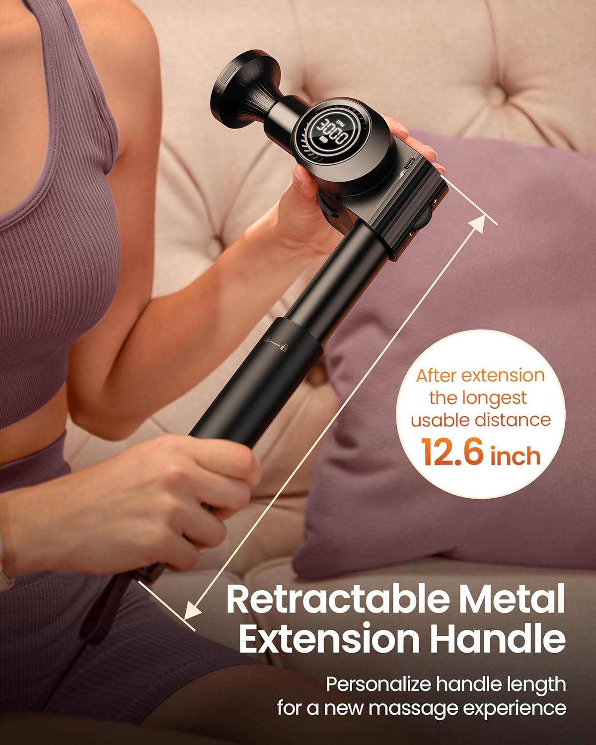 NAPRE - Pistola de masaje con calor, masajeador manual de percusión...