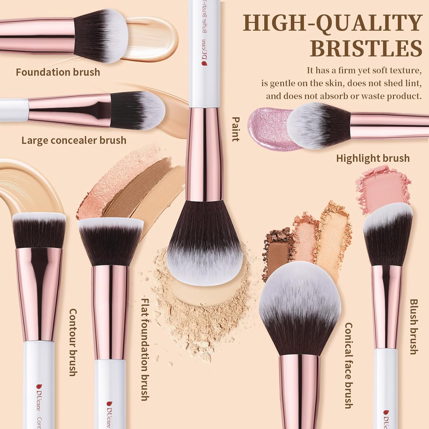 DUcare Juego de brochas de maquillaje profesionales, 27 piezas, bro...