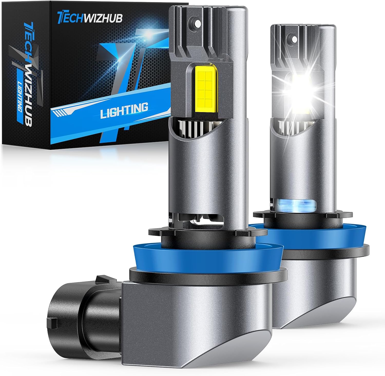 TechWizHub Bombillas H11\/H9\/H8, 24000 lm, haz alto y bajo superbr...