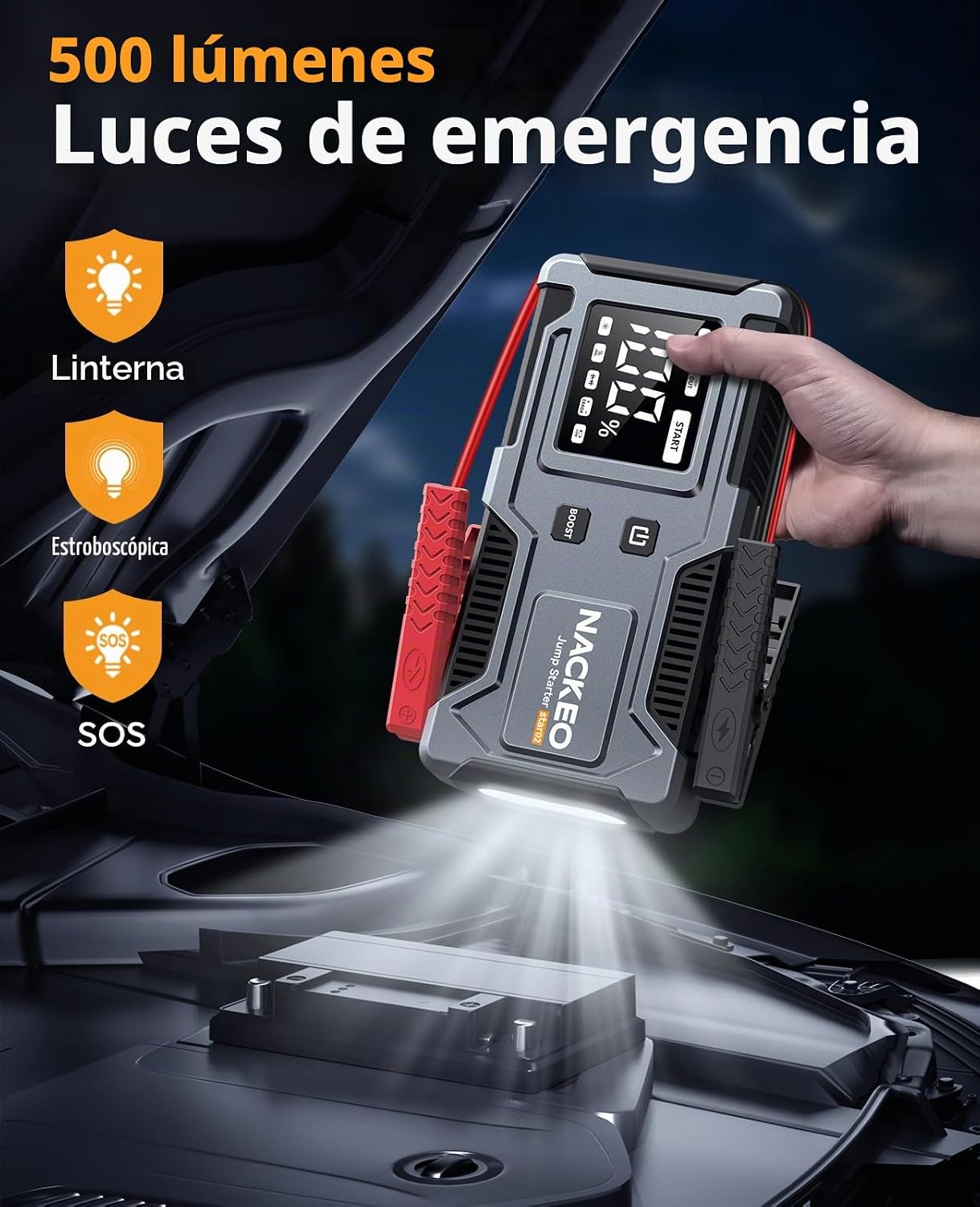 NACKEO Arrancador de Batería de Auto 6000A, Arrancador de Batería d...