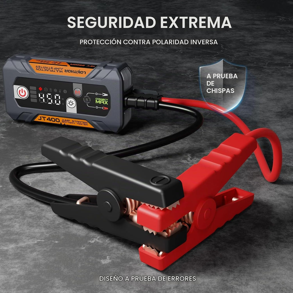 LOKITHOR JT400 Arrancador de salto de 12 V y probador de batería 2...
