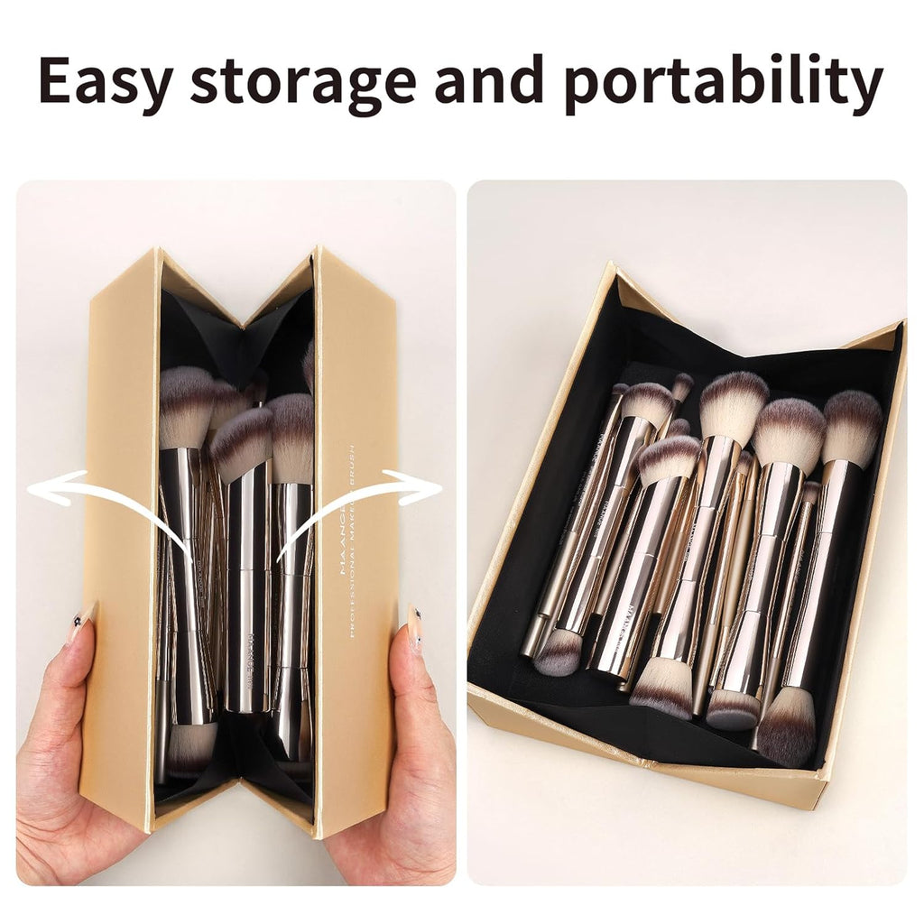 MAANGE 20 piezas de brochas de maquillaje con caja de regalo, broch...