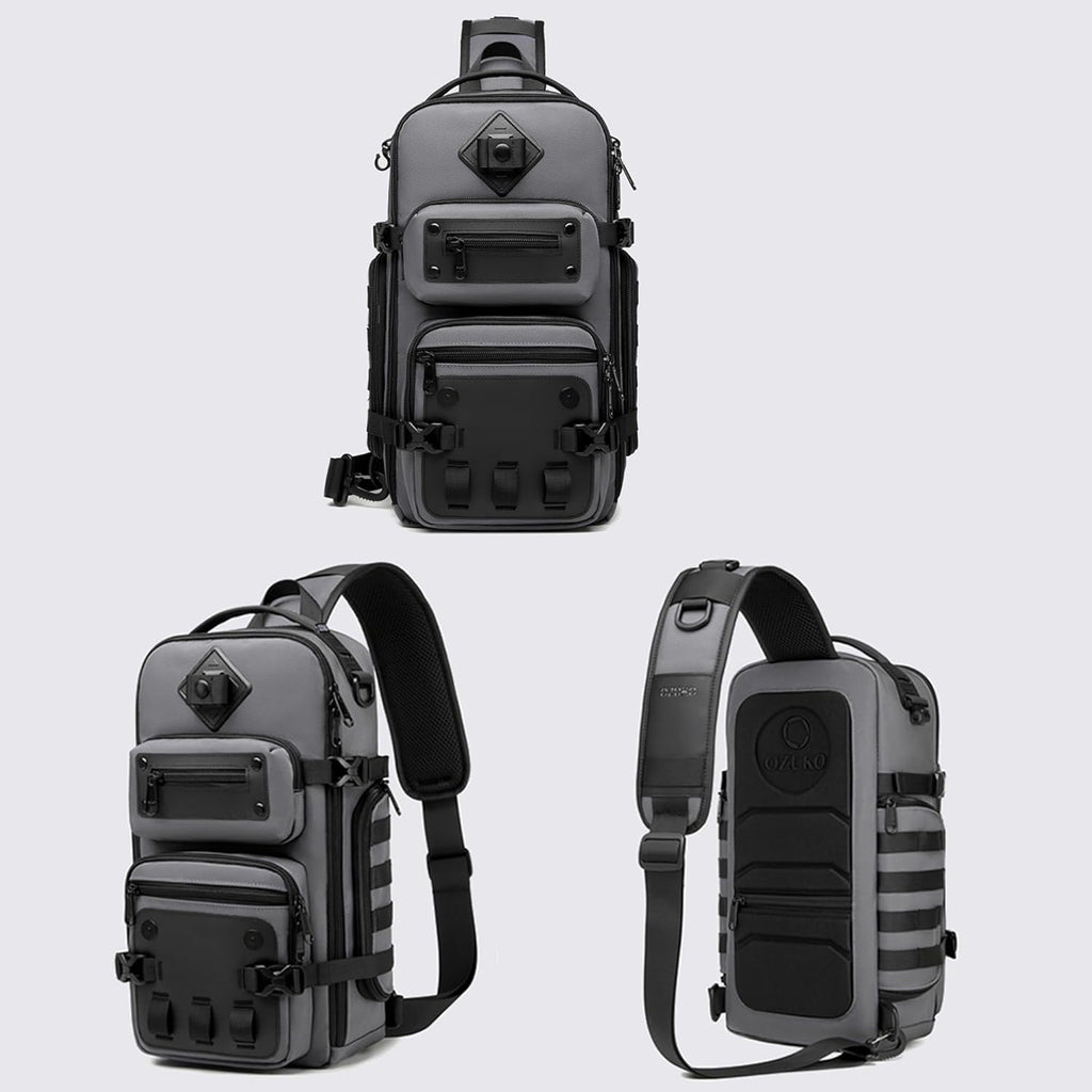OZUKO Bolsas tácticas para hombres, mochila cruzada impermeable, bo...