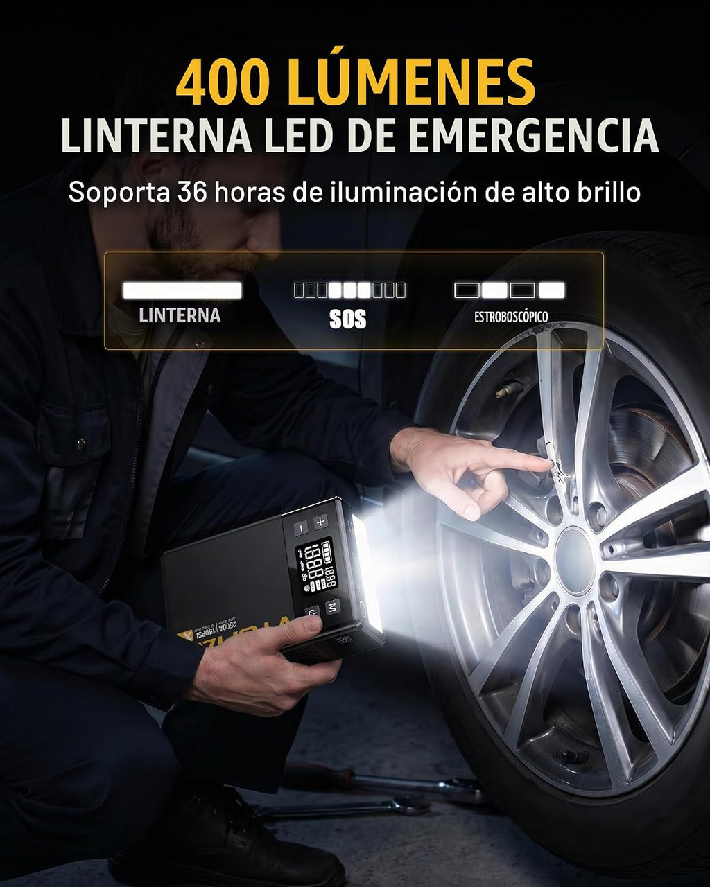 VTOMAN Arrancador de salto X1 con compresor de aire para hasta 8.5L...