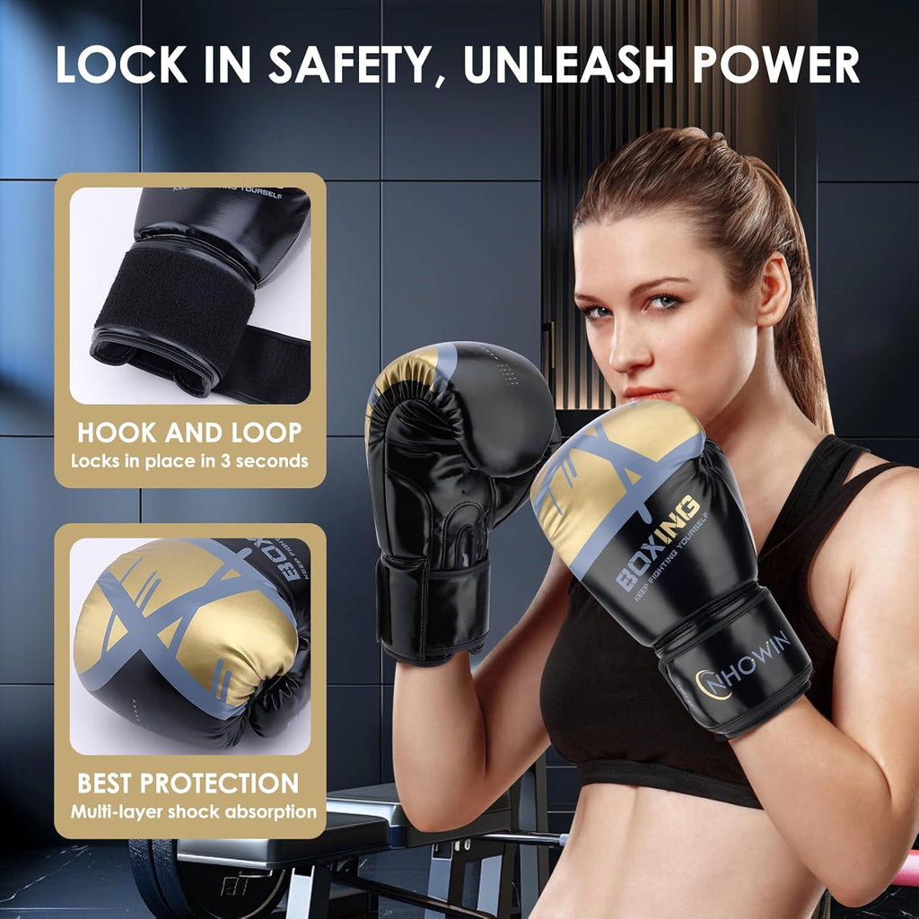 NHOWIN Guantes de boxeo, 12 oz \/ 16 oz \u2013 Guantes de boxeo par...