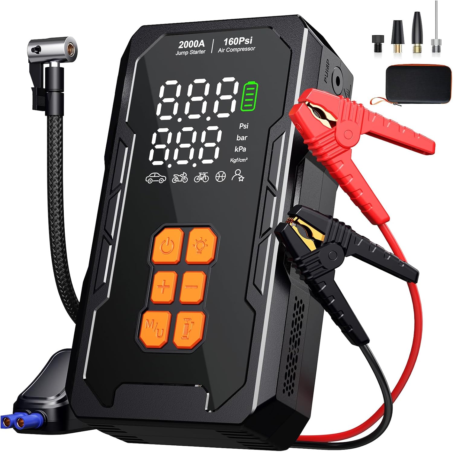 Arrancador de salto con compresor de aire, batería de coche de 12 V...