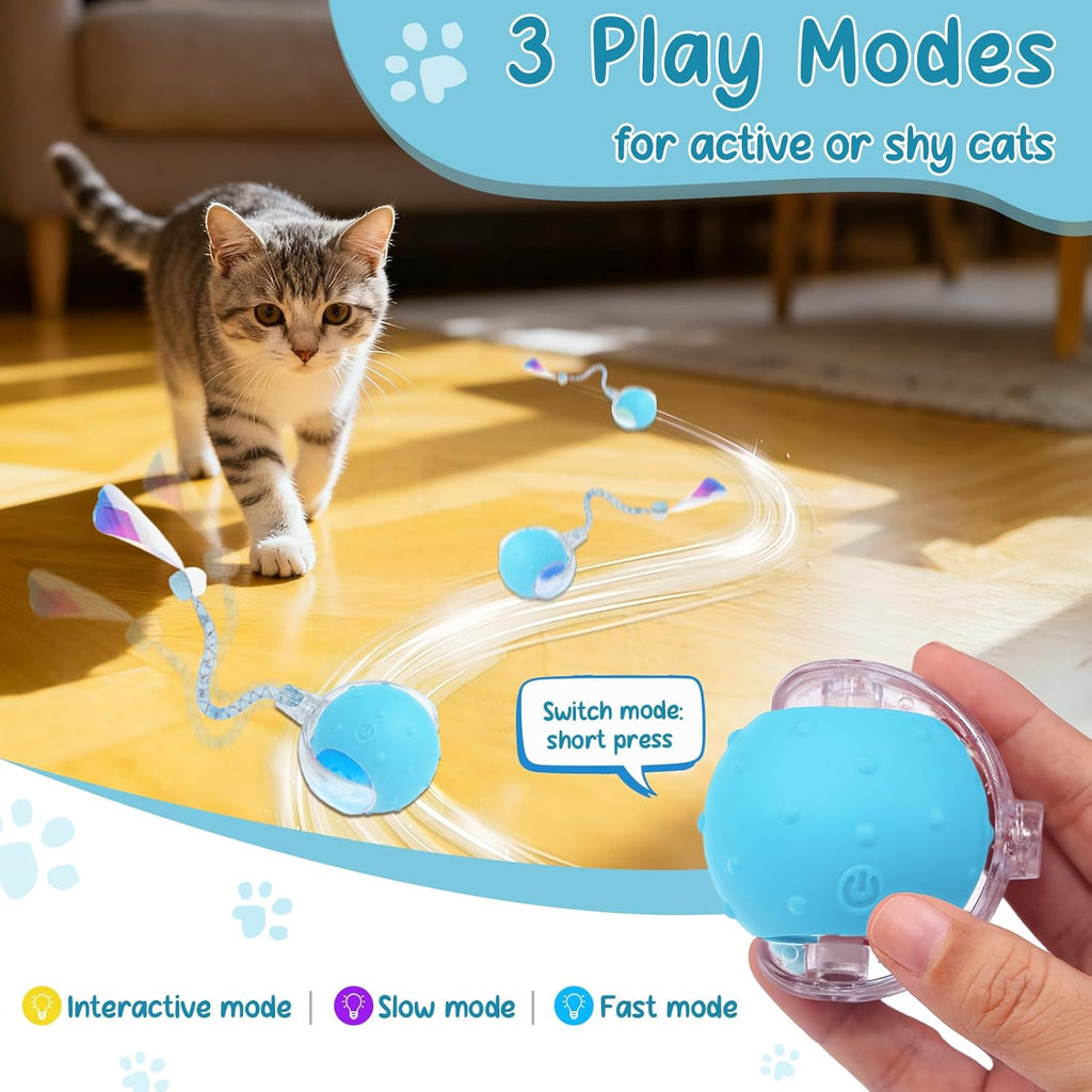 Pelota de juguete motorizada inteligente interactiva para gatos, 2...