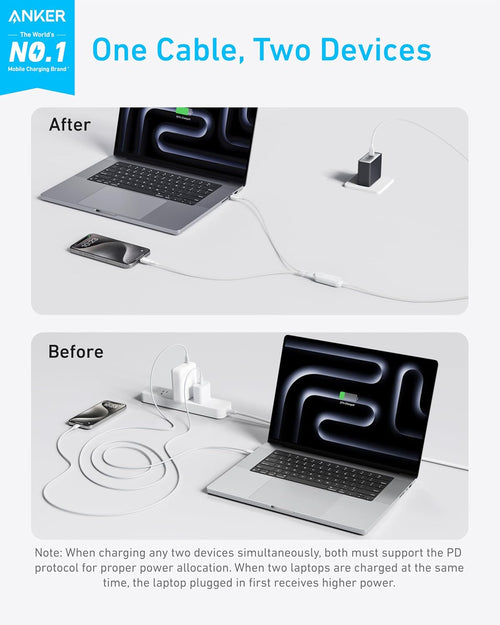 Anker Cable, Cable USB C a USB C de 6 pies 2 en 1 140W máx., carga...