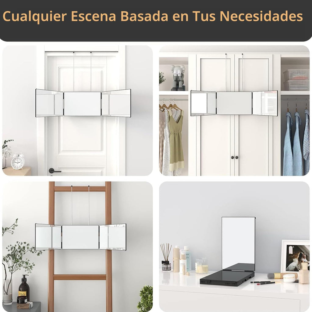 XIGETRAIL Espejo recargable de 3 vías para corte de pelo automático...