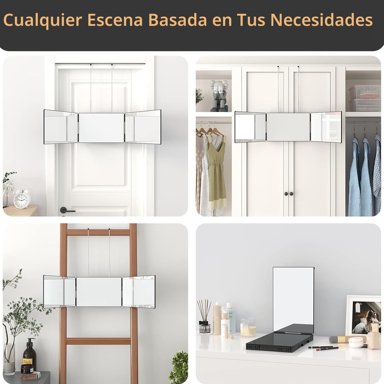 XIGETRAIL Espejo recargable de 3 vías para corte de pelo automático...