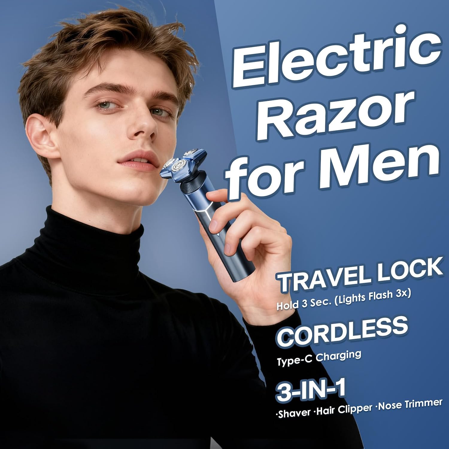 Maquinilla de afeitar eléctrica para hombres: afeitadora 3 en 1 con...
