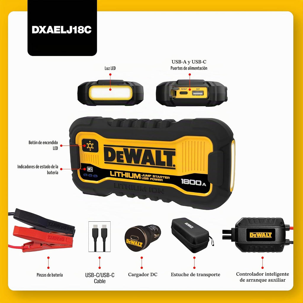 DeWalt DXAELJ18C Arrancador de salto de 1800 amperios de pico | Ión...