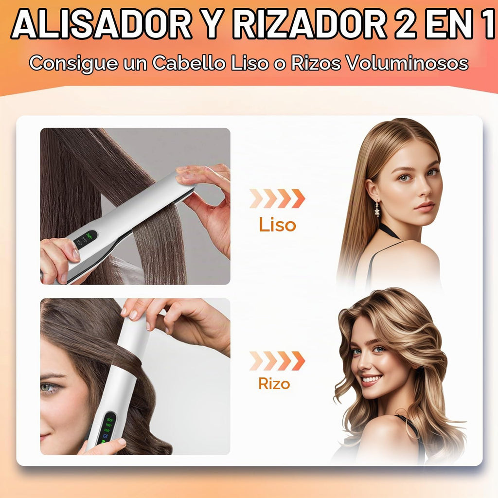 SUNMAY - Plancha y rizador de pelo inalámbrico 2 en 1 con cuidado i...
