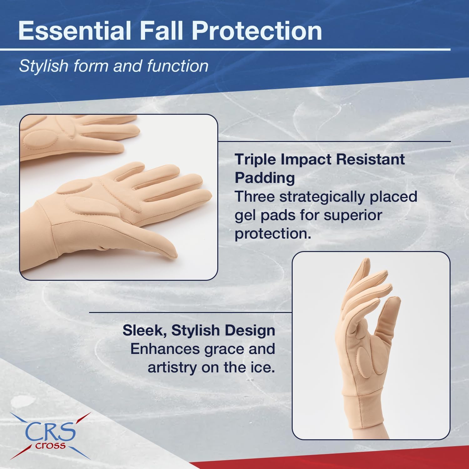 CRS Cross Padded Ice Skating Gloves. Warm Padded Protection. Figure...
