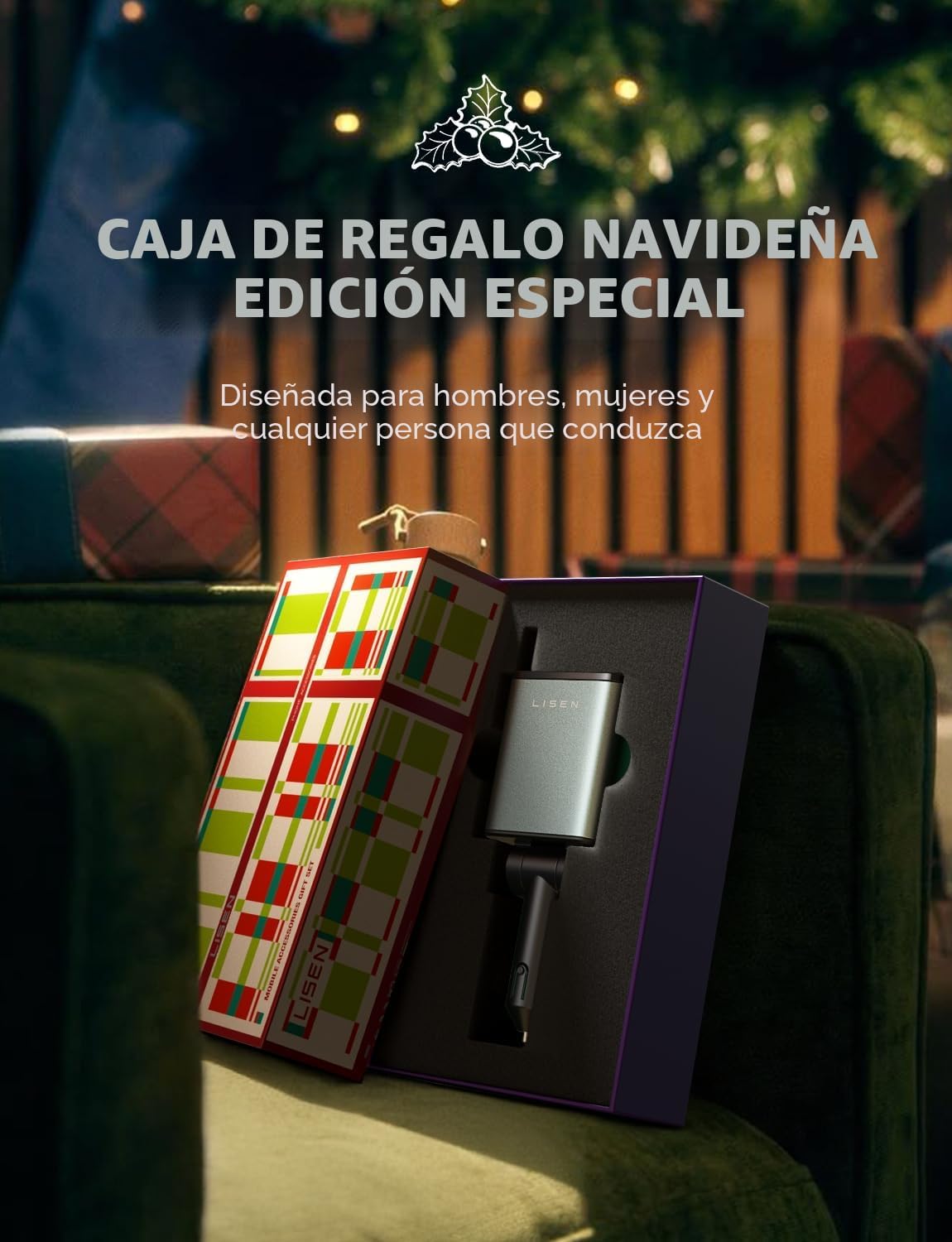 LISEN Cargador retráctil para automóvil, edición de caja de regalo,...
