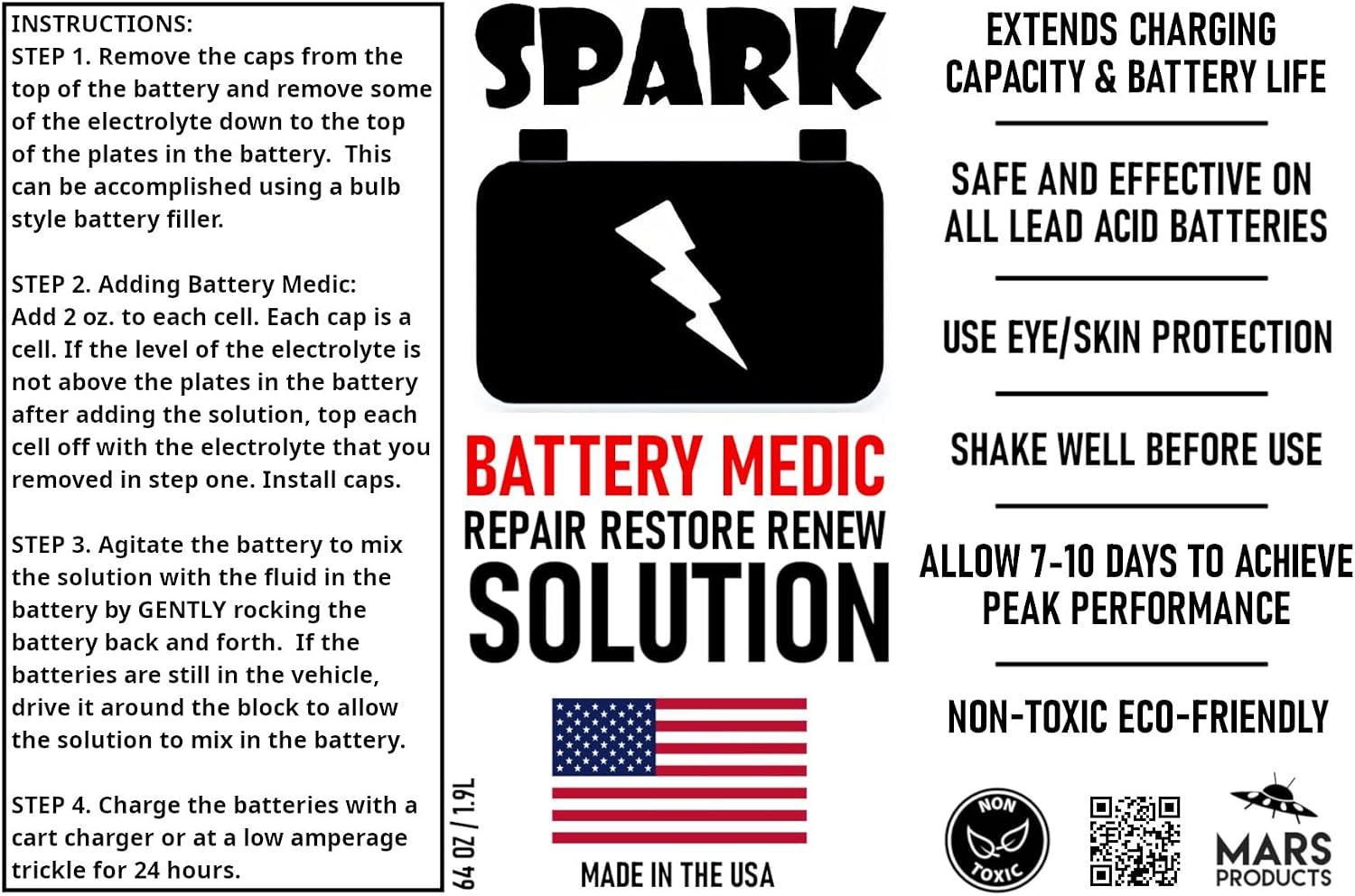 SPARK Solución líquida de restauración de baterías para carrito de...