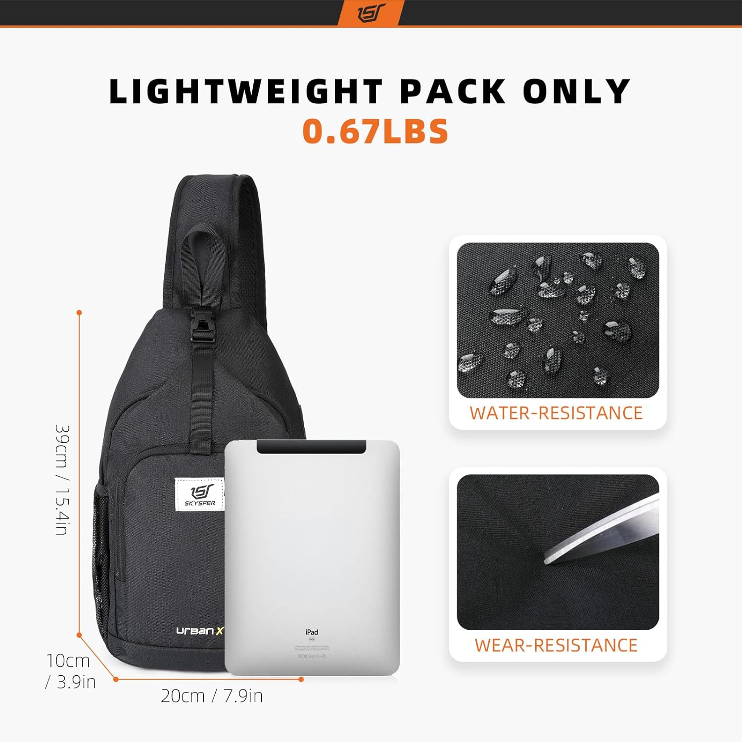 SKYSPER - Mochila cruzada con bloqueo RFID, mochila de bandolera, m...