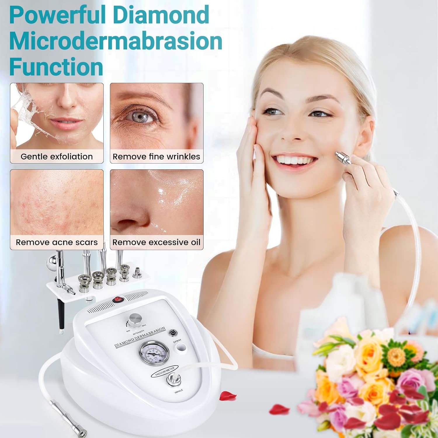 Máquina de microdermoabrasión con diamante 2 en 1, Yofuly con poten...