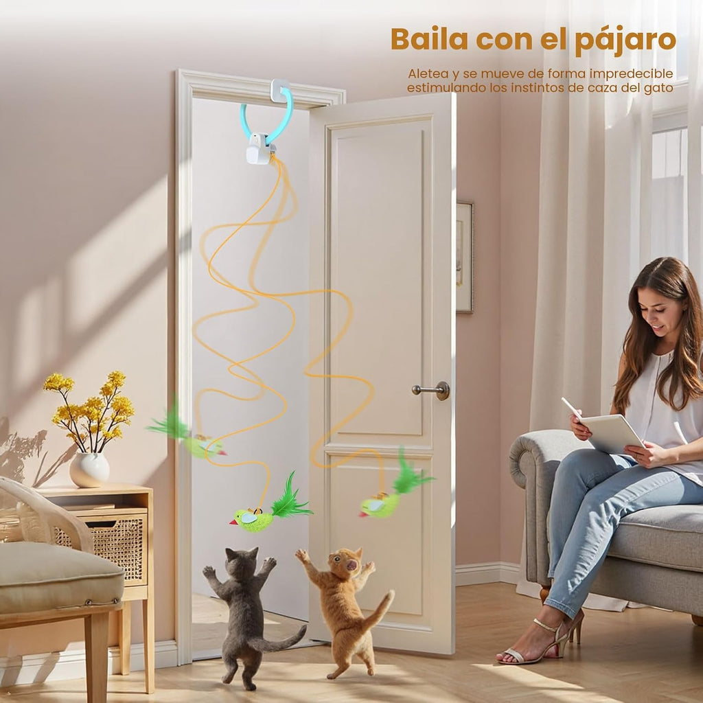 Juguetes interactivos para gatos de interior: varita de plumas de a...