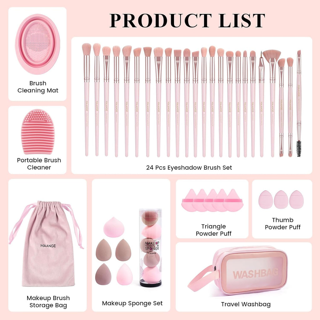 MAANGE Juego de 41 brochas de maquillaje de precisión sintética de...