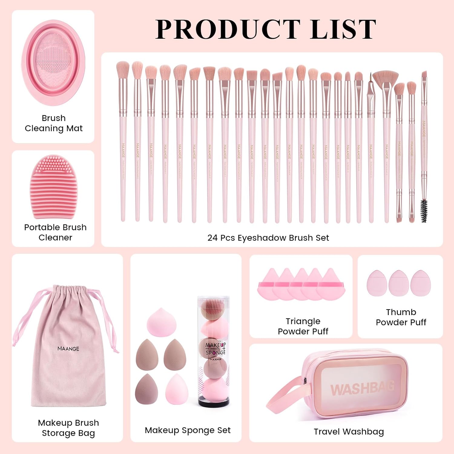 MAANGE Juego de 41 brochas de maquillaje de precisión sintética de...
