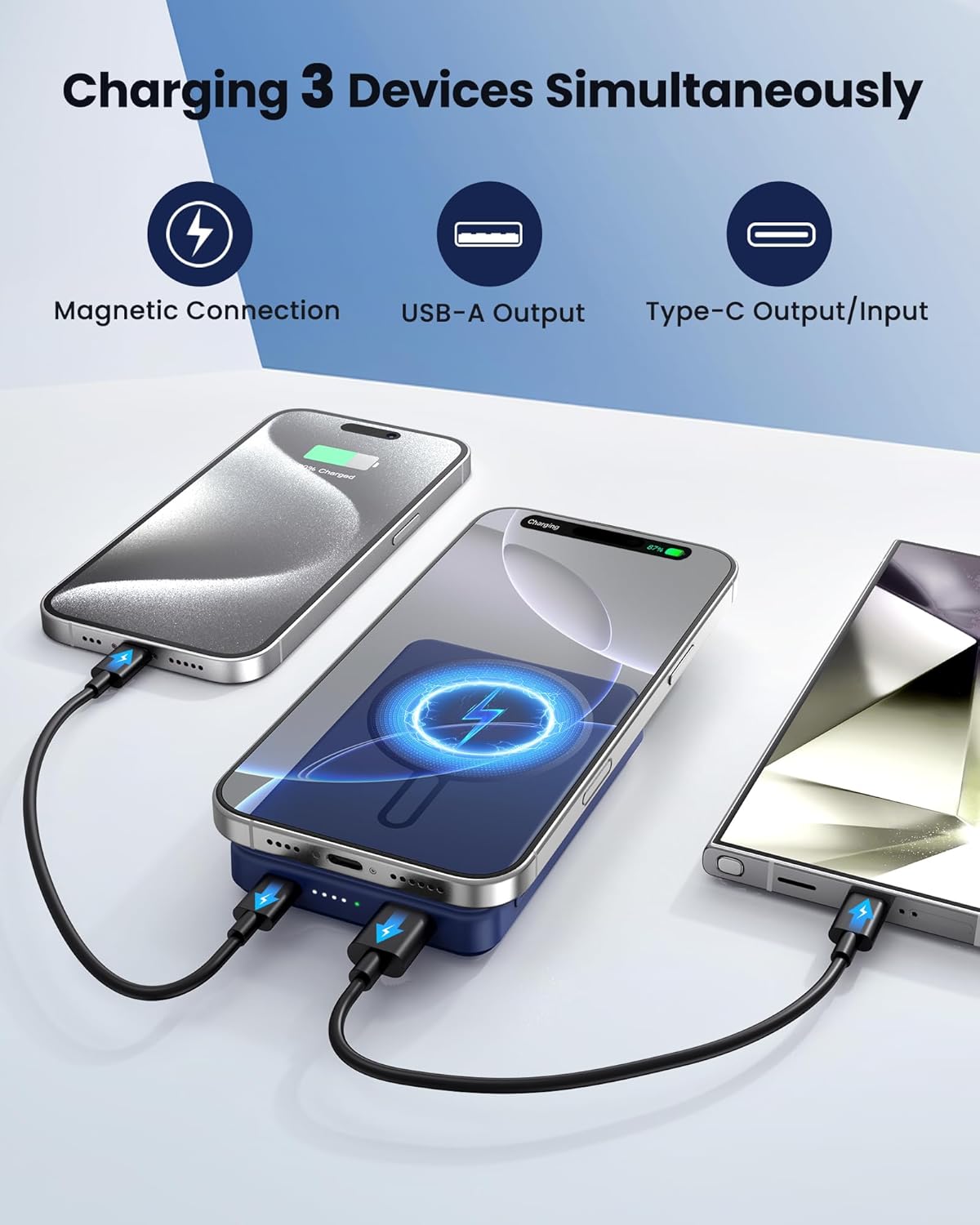 COOAV - Paquete de batería magnético para Magsafe de 12000 mAh, ban...