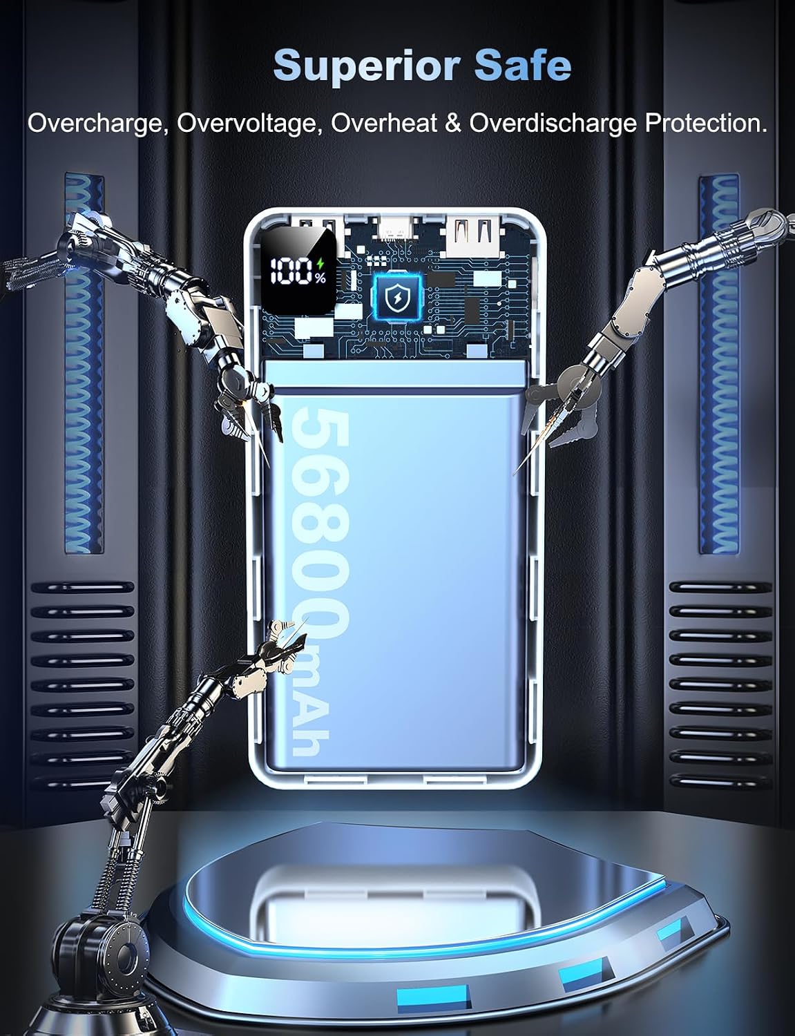 Cargador portátil, batería de 56800 mAh, cargador de teléfono portá...