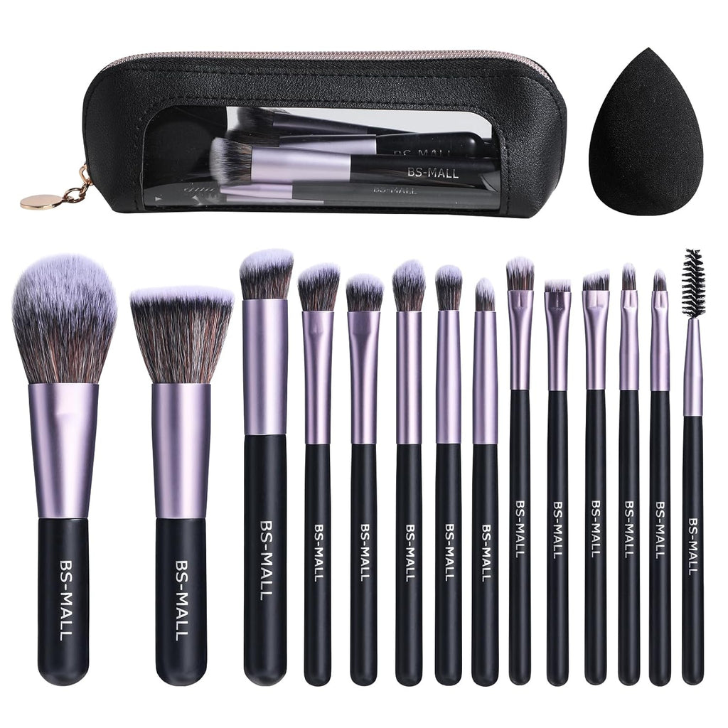 BS-MALL - Juego de 14 brochas de maquillaje con 1 esponja de maquil...