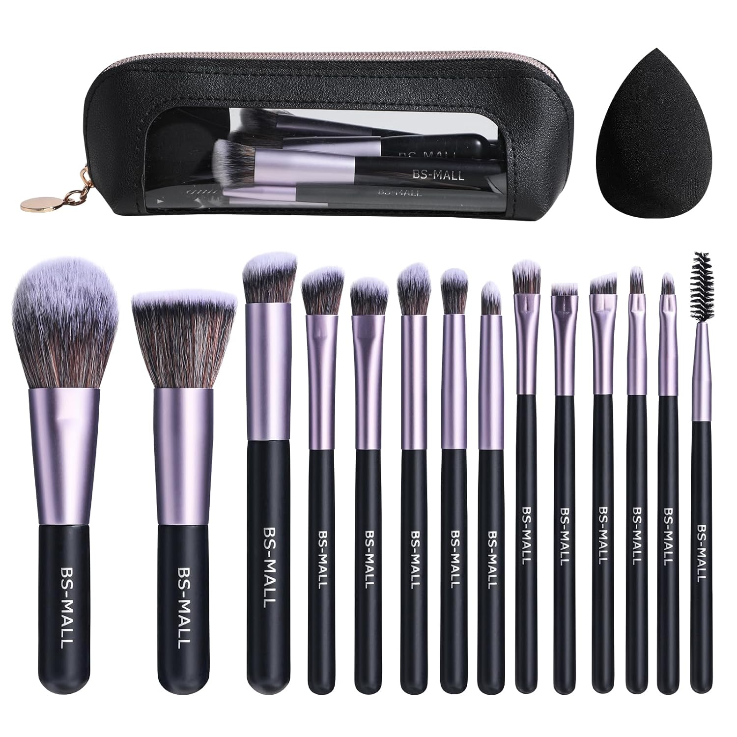 BS-MALL - Juego de 14 brochas de maquillaje con 1 esponja de maquil...