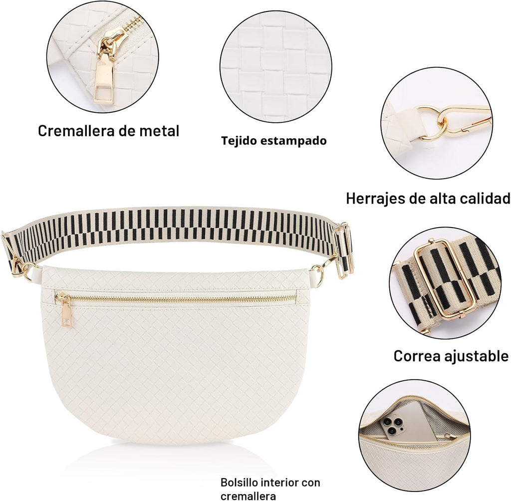 Bolsos cruzados tejidos para mujer, riñonera tipo bandolera de cuer...