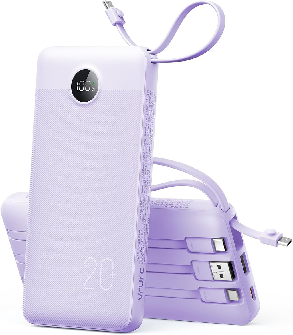 VRURC Cargador portátil delgado de 20000 mAh, 22.5 W PD de carga rá...