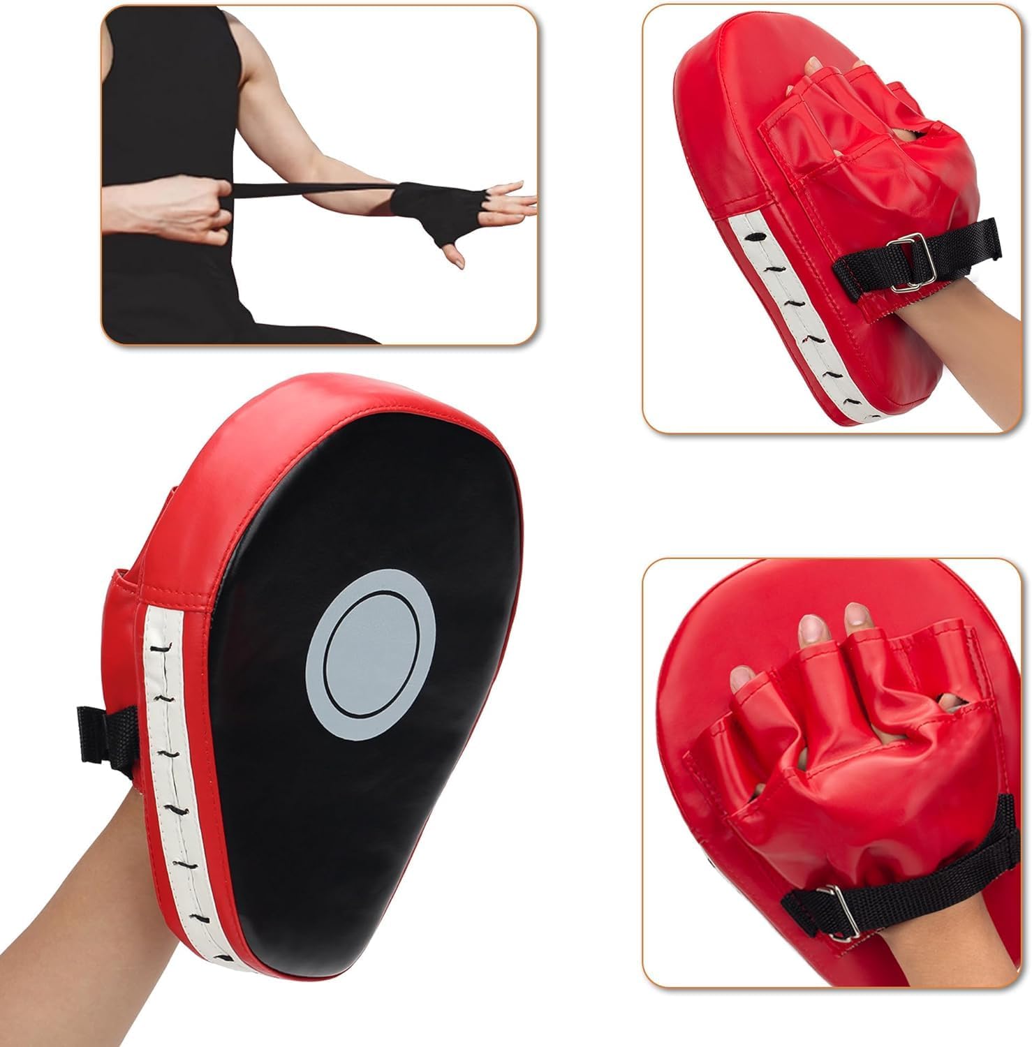 Juego de almohadillas de boxeo y guantes de boxeo 3 en 1, almohadil...