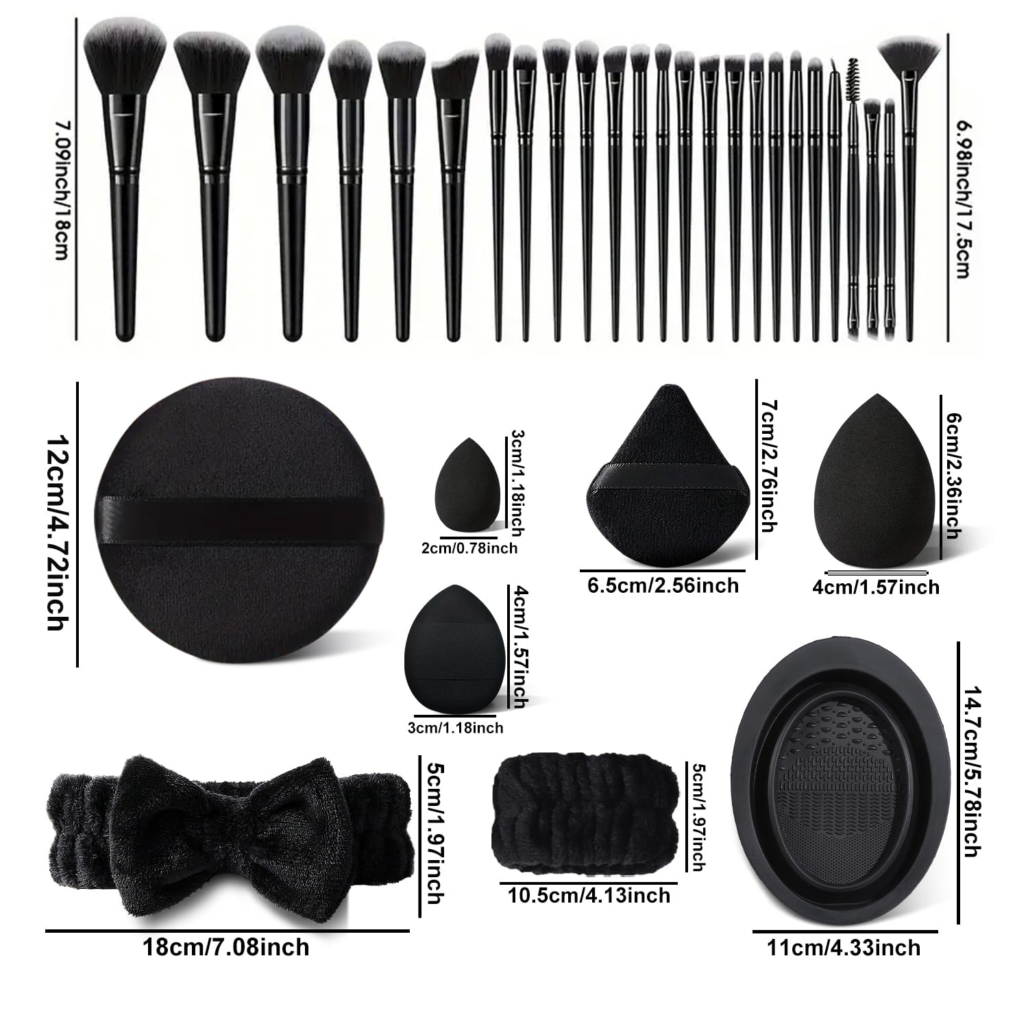 HGHDBT Juego de 51 brochas de maquillaje negras, kit de maquillaje...