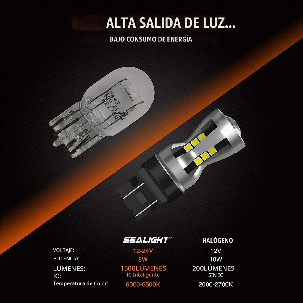 SEALIGHT Bombilla LED 7440 7443, 6000K blanco brillante 3000LM para...