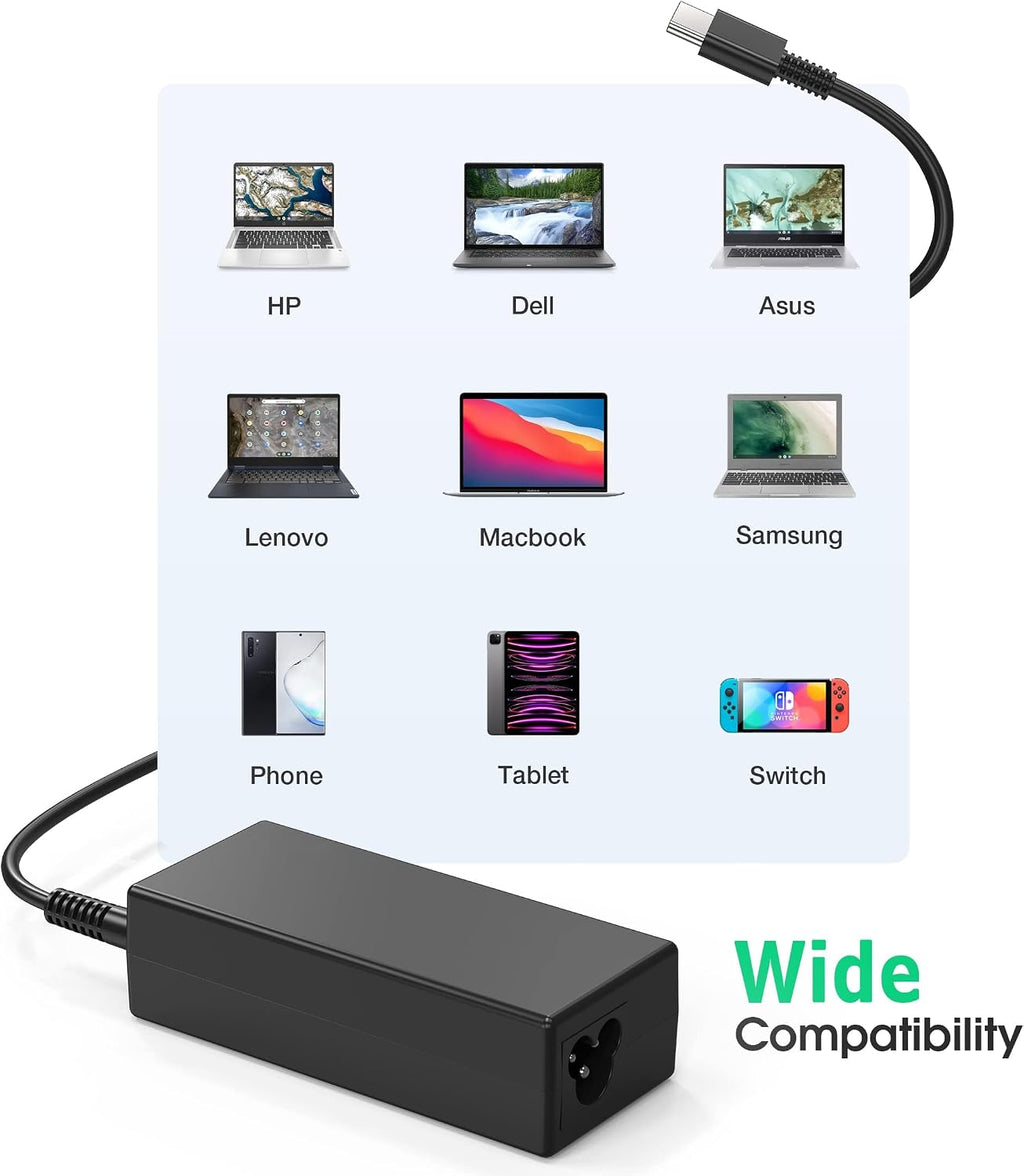 SLE-TECH 45W USB C Cargador para Laptop Compatible con HP Chromeboo...