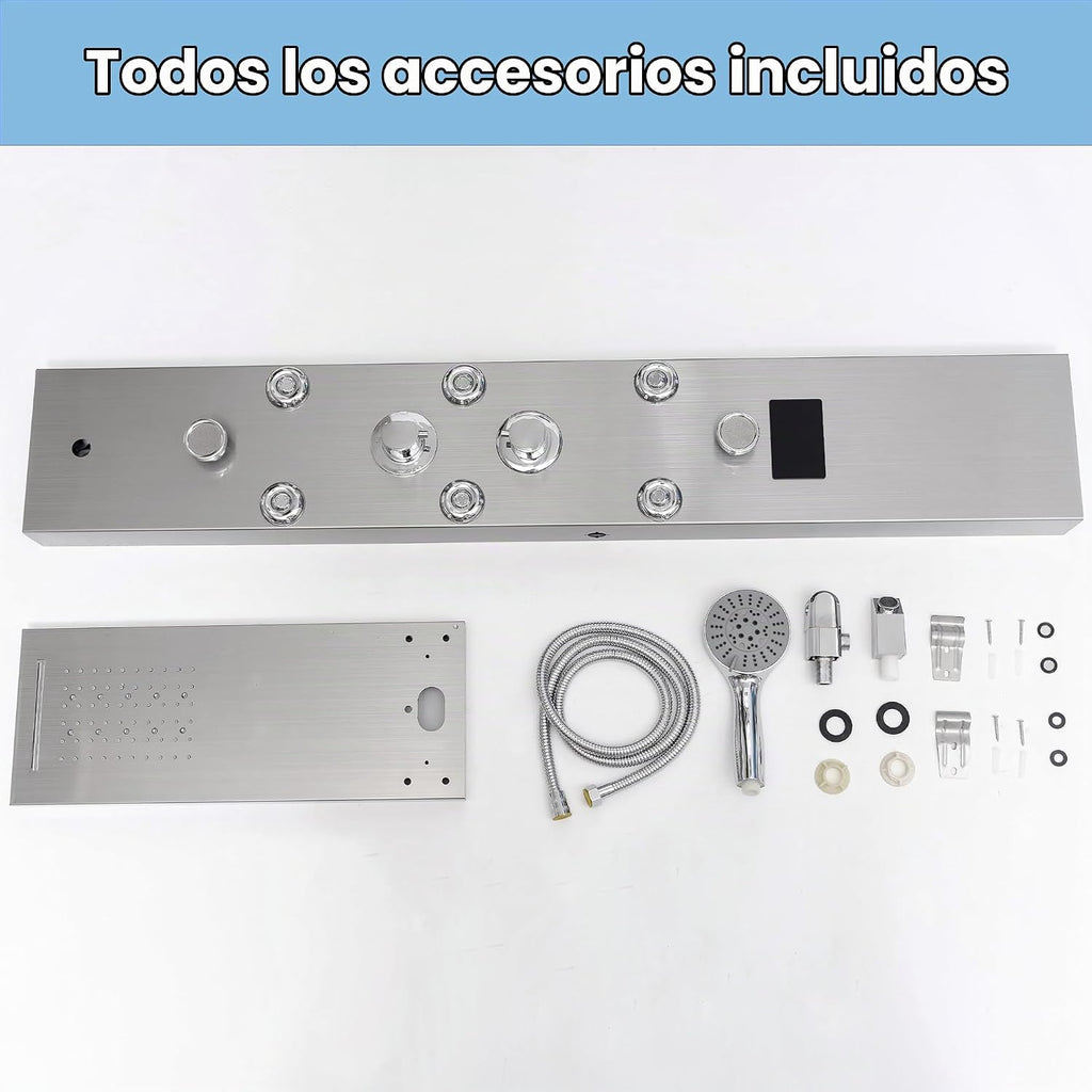 DELAVIN Torre de ducha de acero inoxidable LED, torre de panel de d...