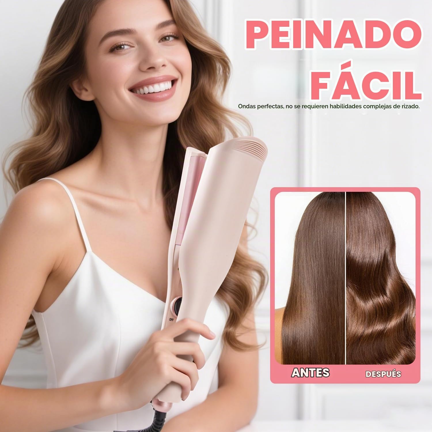 Ondulador de pelo, rizador de doble barril de 1,25 pulgadas, ondas...