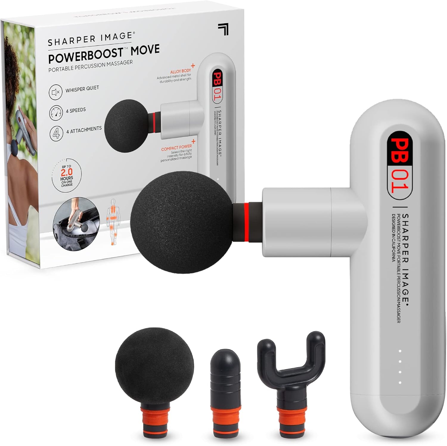 Sharper Image Powerboost Move - Mini pistola de masaje de percusión...