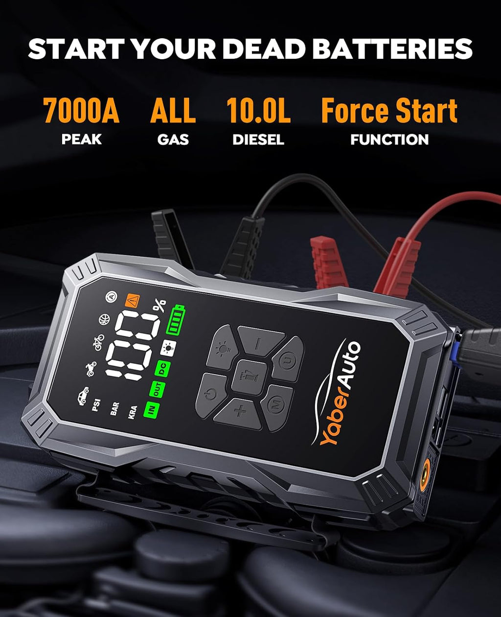 YaberAuto Arrancador de 10 en 1 con Compresor de Aire 6000A 150PSI...
