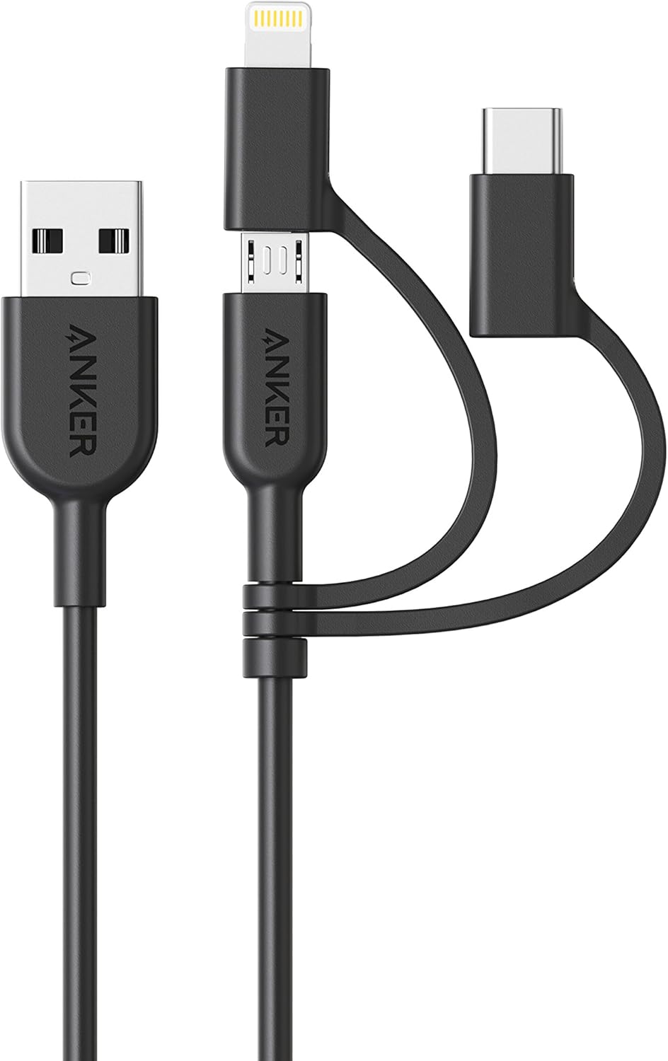 Cable Anker Powerline II 3 en 1, cable Lightning\/Type C\/Micro USB...