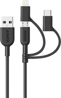 Cable Anker Powerline II 3 en 1, cable Lightning\/Type C\/Micro USB...