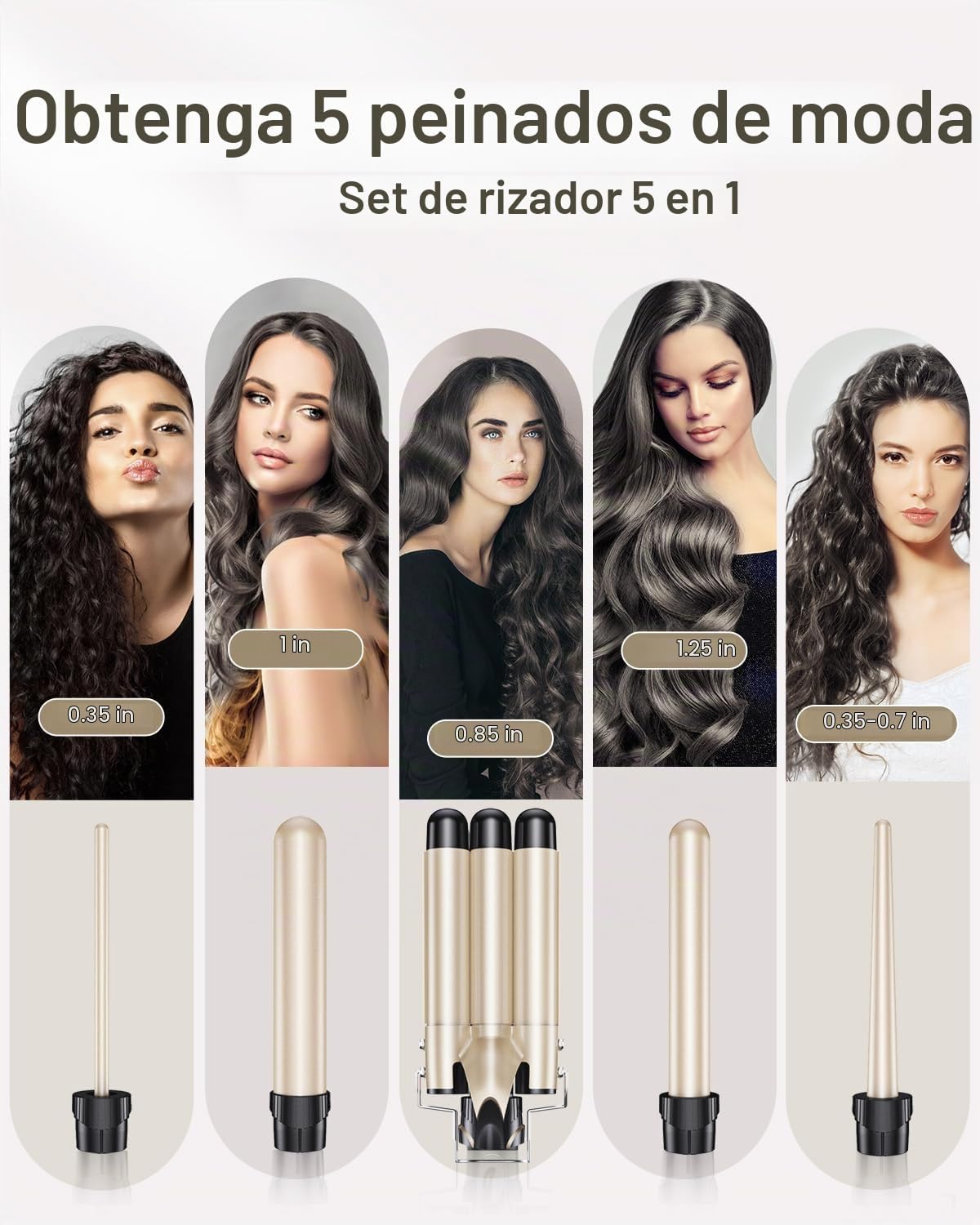 Ondulador de rizador de pelo - BESTOPE PRO juego de varita rizadora...