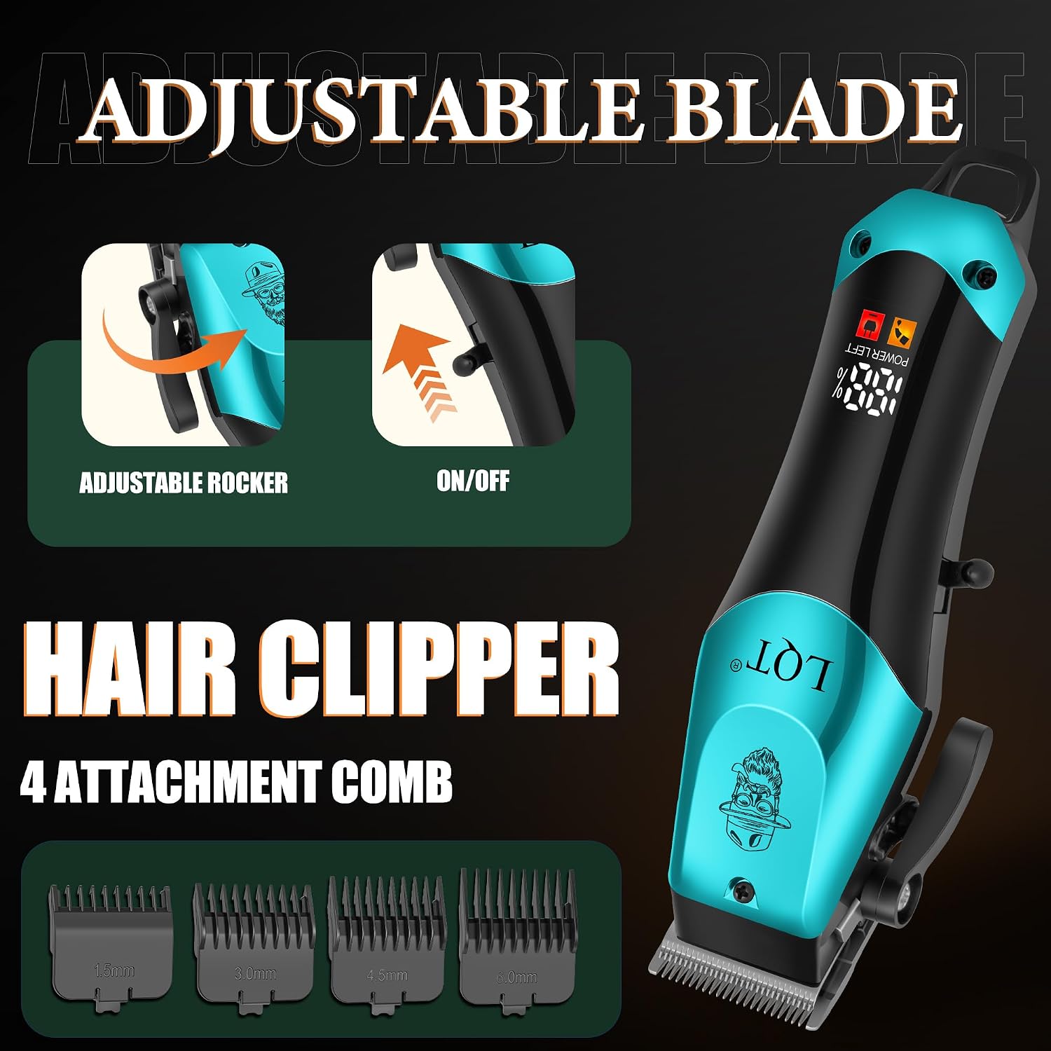 Cortapelos para hombres con pantalla LED de alimentación, kit de as...