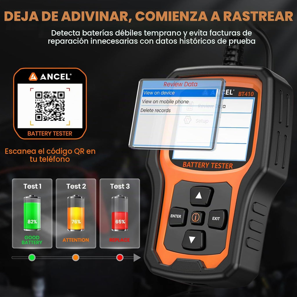 ANCEL BT410 - Probador de batería de coche de 12 V 24 V para baterí...