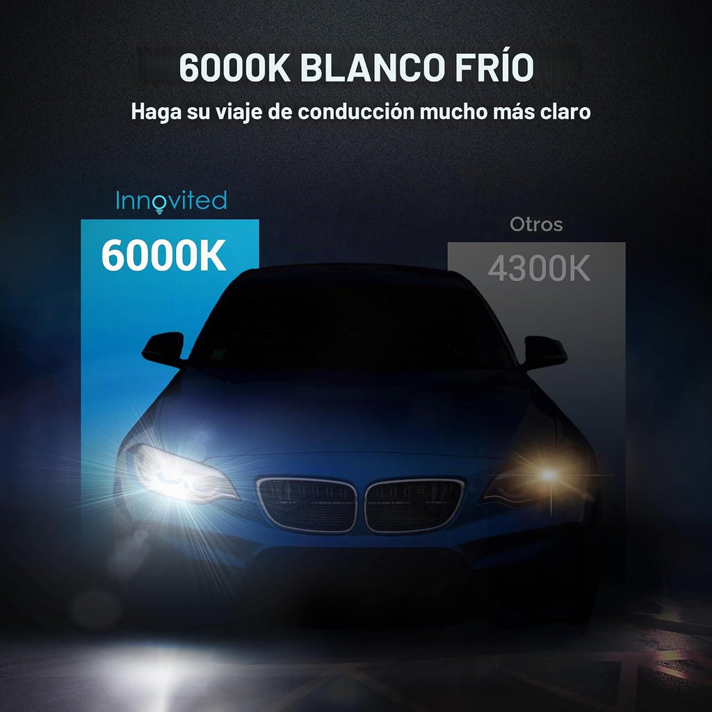 Innovited Bombillas de xenón HID D1S de 6000 K, luz blanca fría, ha...